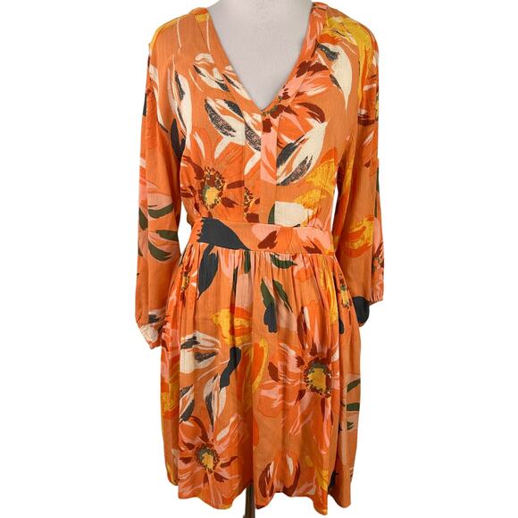 O’Neill Women's Coral Gold Floral James Mini Dress Dress Size Medium - Picture 1 of 9